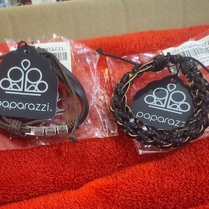 2 Paparazzi Dual-Tone Leather Bracelet Set